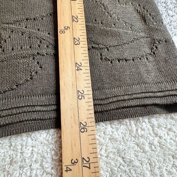 Emanuel ungaro Sweater Womens Sz 12 knit V Neck Cotton linen Top khaki Green New - Picture 7 of 15